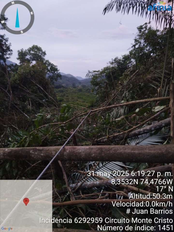 Emergencia eléctrica en varios municipios de Bolívar por fuertes lluvias