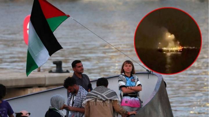 Atacan con dron barco de ayuda humanitaria a Gaza, viajaba Greta Thunberg y otros activistas