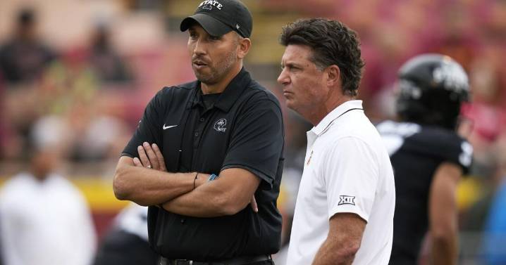 Iowa State coach Matt Campbell reacts to Mike Gundy firing