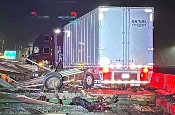 Semi Hits Barrier Wall on Indiana Toll Road