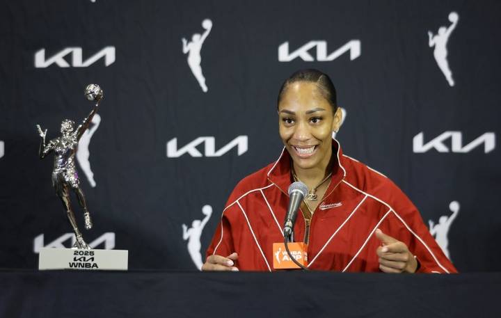 Bam Adebayo shares emotions that came with presenting A’ja Wilson with her fourth WNBA MVP trophy