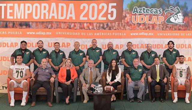 Los Aztecas UDLAP, listos para defender los colores verde y naranja en la temporada 2025 de futbol americano