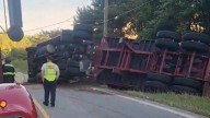 Two lanes blocked after 18-wheeler overturns on West Macon road, authorities say