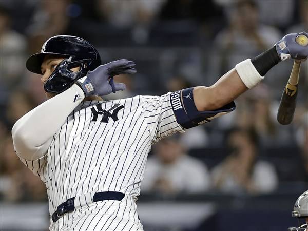 Judge homers twice to tie DiMaggio on Yankees list in 9