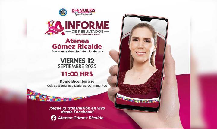 Atenea Gómez Ricalde presentará su Primer Informe de Resultados con logros de transformación y honestidad para Isla Mujeres