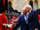 Donald Trump's U.K. state to get serious after day of pageantry