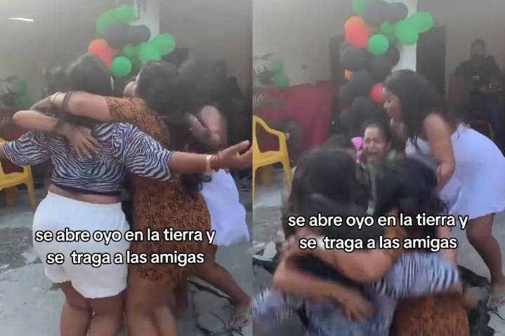 Se abre enorme hoyo y se 'traga' a cinco amigas durante una fiesta
