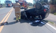 Un automóvil volcó en ruta 38 y su conductora más dos niños que la acompañaban resultaron ilesos