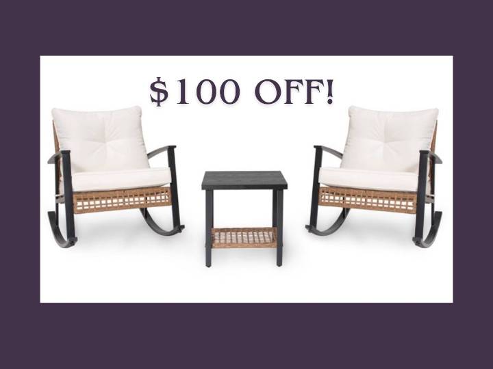 Walmart has this 3-piece rocking chair set for $100 off