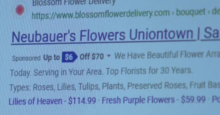 Fayette County flower shop says online business is impersonating it to deceive customers