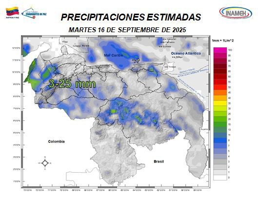 Pronóstico del clima para hoy martes 16     de  septiembre  de 2025