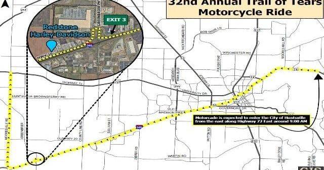 32nd Trail of Tears Commemorative Motorcycle Ride to cause traffic delays in Huntsville Saturday