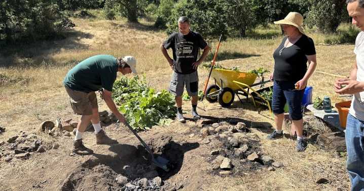Skunk cabbage, steam and hope all make for the great camas bake