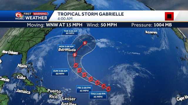 Tropical Storm Gabrielle holds steady in the Atlantic