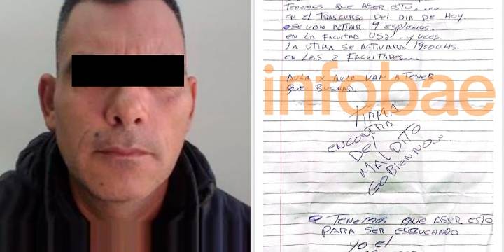 “Todo por culpa de este gobierno”: detuvieron a un hombre que amenazó con explotar bombas en dos universidades