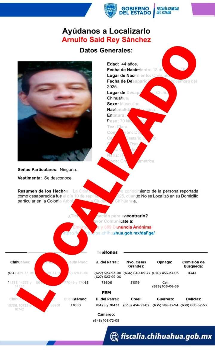 Localiza Fiscalía a hombre reportado ausente en la colonia Arboledas