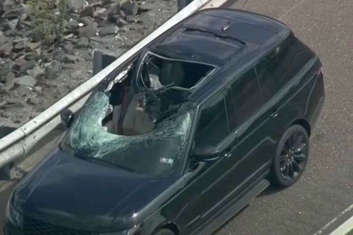 2 Hospitalized After Airborne Truck Tire Dramatically Crushes SUV's Windshield