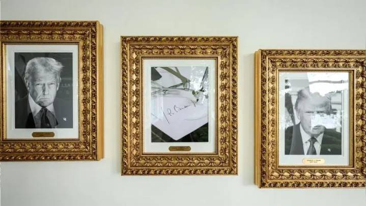 Donald Trump sustituye foto de Joe Biden por una firma hecha con 'autopen' en galería presidencial