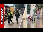 Rushing Floodwaters PUMMEL Northern Italy Near Milan