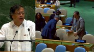 Momento en que la delegación de EE.UU. en la ONU se retira de la sala ante la intervención de Gustavo Petro