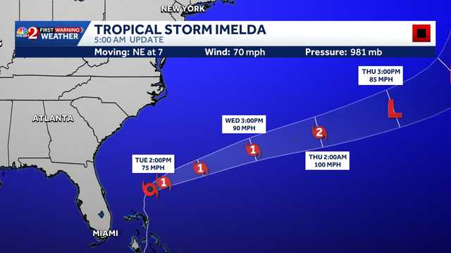 Tropical Storm Imelda likely to become hurricane, NHC says