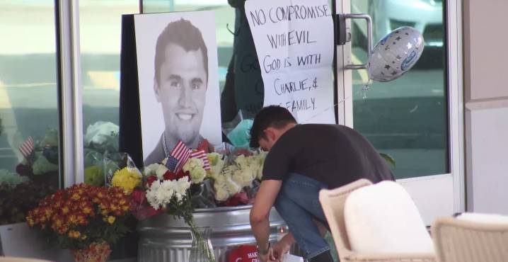 Charlie Kirk memorial forms at Turning Point’s Phoenix headquarters