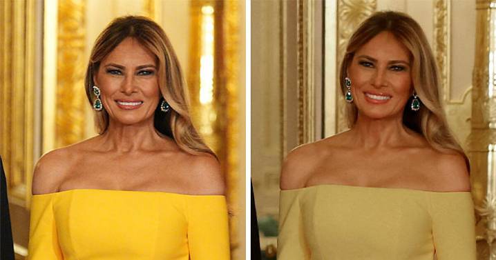 Melania Trump’s Optical Illusion Dress From Windsor Banquet Goes Viral As Fans Debate Its Color