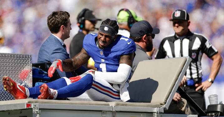Giants star Malik Nabers carted off against the Chargers with an apparent leg injury
