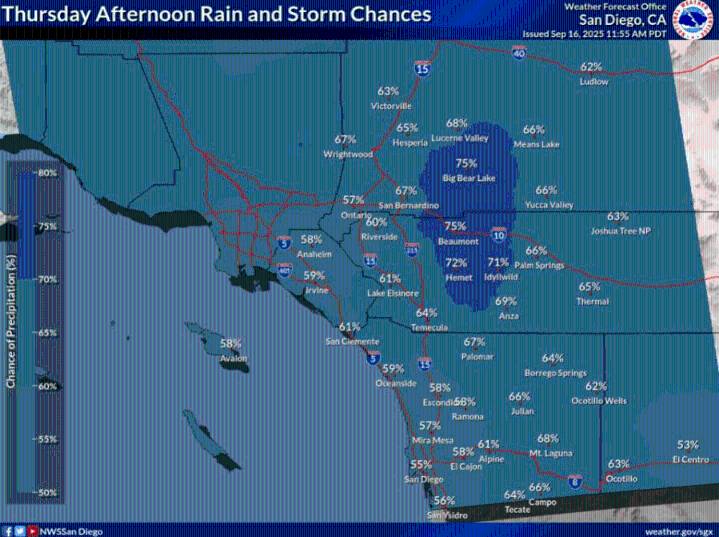 Tropical Storm Mario remnants bring heavy rain, flash flood potential to San Diego