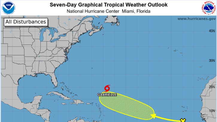 NHC tracks 4 systems, Tropical Storm Gabrielle. Here's the forecast