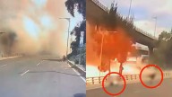 Explosión en Iztapalapa: momento en el que se derrite ropa de hombre que escapaba del fuego