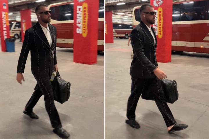 Travis Kelce Wears $900 Embroidered Suit for Kansas City Chiefs Game in Brazil