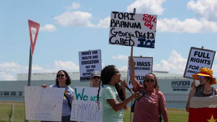 Organizations gather for ICE protest outside Hyundai Metaplant