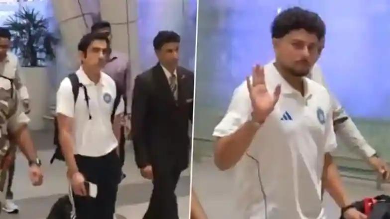 Cricket Team India Head Coach Gautam Gambhir, Kuldeep Yadav Arrive in Ahmedabad After India’s Asia Cup 2025 Title Triumph (Watch Video)