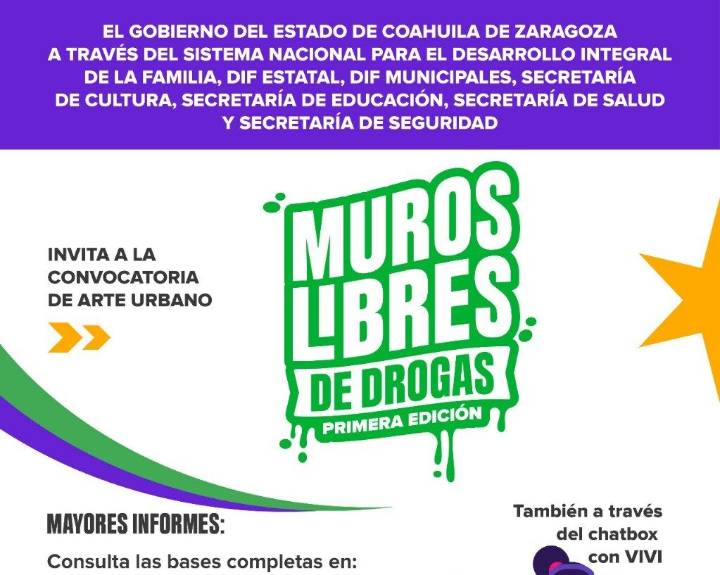 Convocatoria “Muros Libres de Drogas”: el arte juvenil pinta un futuro de paz en Coahuila