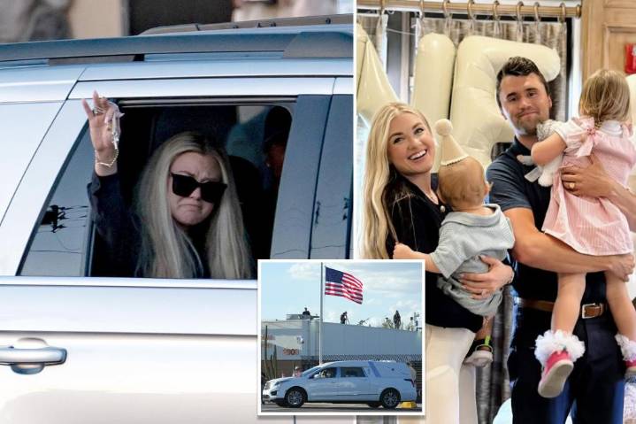 Charlie Kirk's widow Erika Frantzve bravely acknowledges supporters as activist's casket arrives in Arizona