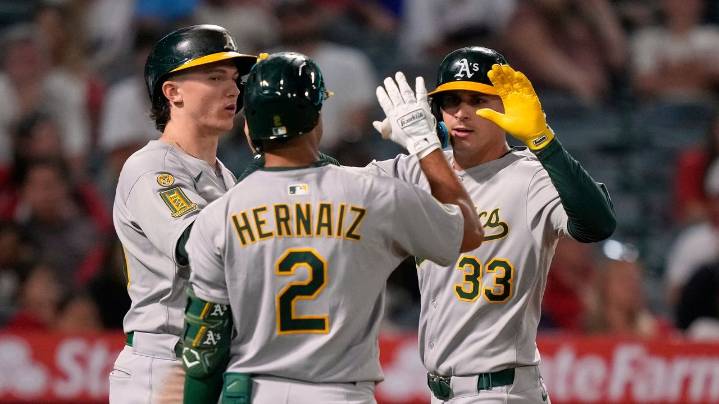 Athletics erupt for seven runs in third inning of a 10