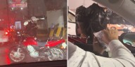 Automovilista se viraliza al ayudar a repartidor a reparar celular en Monterrey durante fuerte lluvia