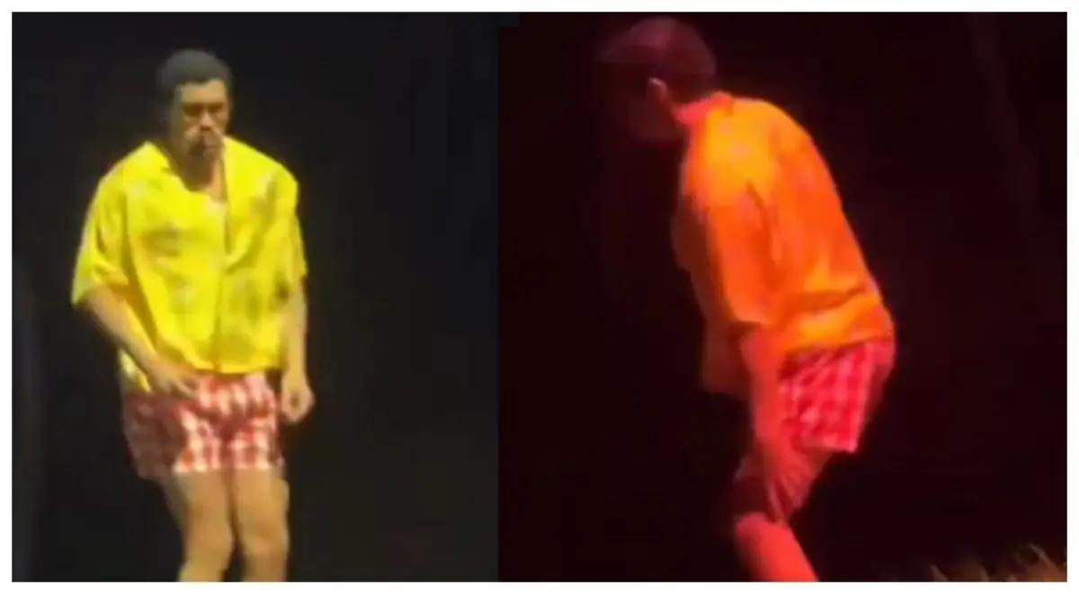 Bad Bunny se lesiona la rodilla en pleno show, hace una pausa, pero regresa al escenario