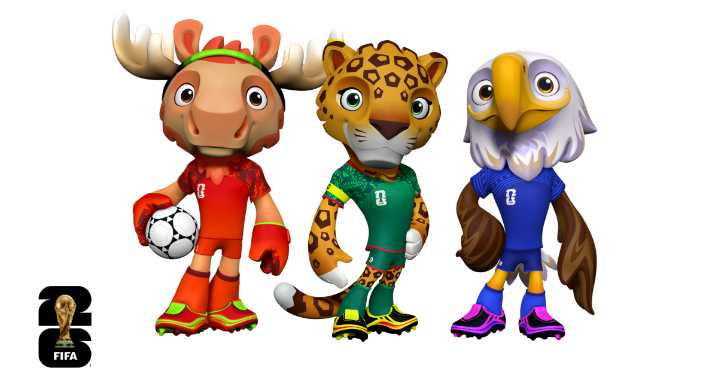 Así serán las mascotas de Canadá, Estados Unidos y México para el Mundial 2026