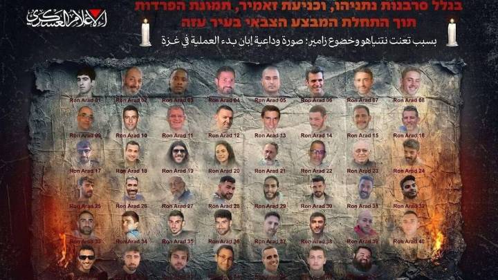 FOTO: Brazo armado de Hamás difundió imagen con 48 rehenes que siguen retenidos en Gaza