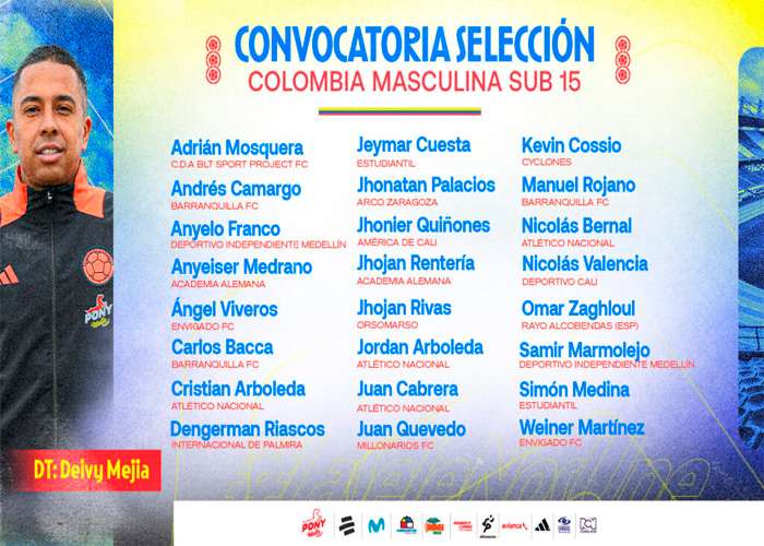 Convocatoria de la Selección Colombia Sub – 15 para el Torneo Evolución Conmebol en Paraguay