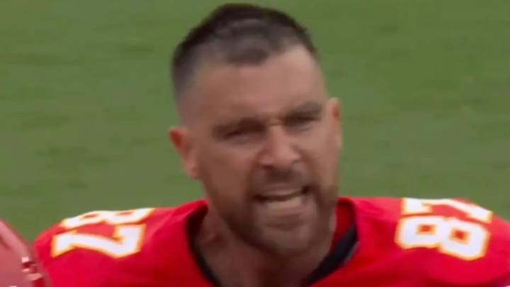 Travis Kelce spotted slamming helmet down on sidelines in furious outburst after Chiefs suffer disaster against Eagles