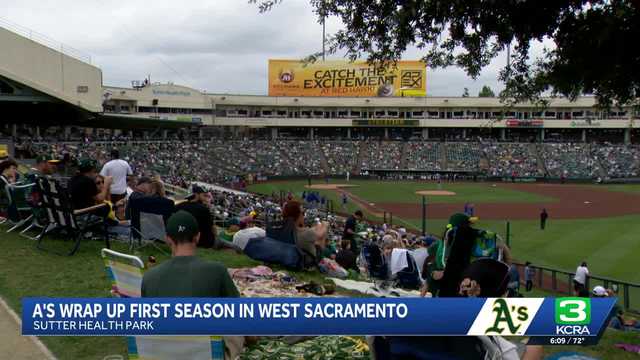 Sacramento fans celebrate the end of Athletics' first season at Sutter Health Park