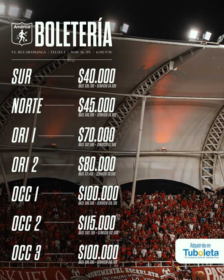 América de Cali anuncia boletería para el duelo frente a Bucaramanga