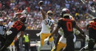 Cramping sidelines Browns CB Greg Newsome II in game against Packers