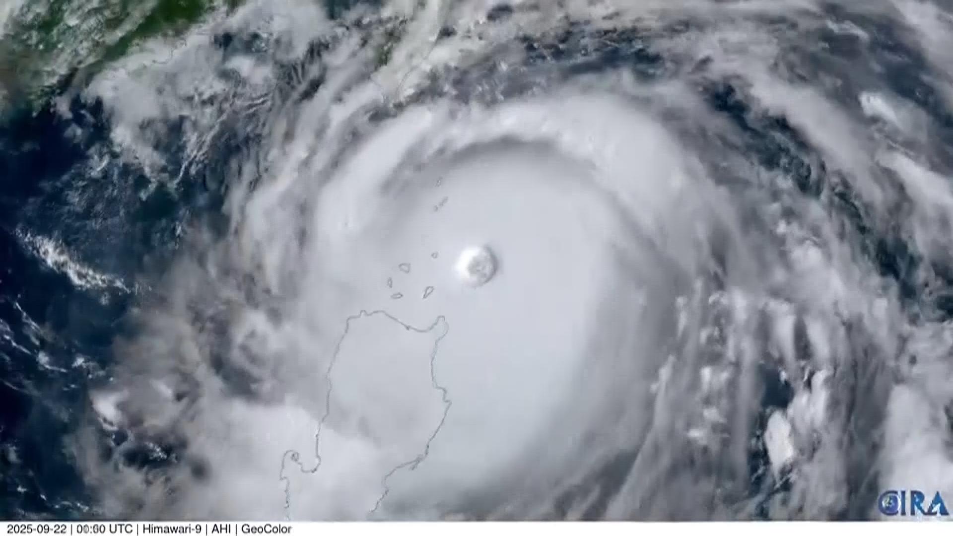 Satellite imagery timelapse shows Typhoon Ragasa as it approaches southern China