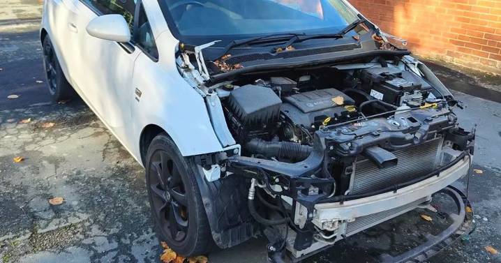 Car cannibals strip entire front end of car