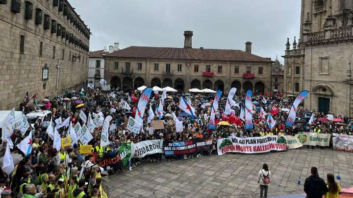 Miles de personas marchan en Santiago contra la gestión de la Xunta de los incendios