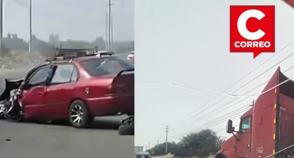 Ica: tres heridos tras brutal choque entre auto y camión en la Panamericana Sur